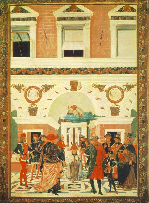 Pietro Perugino The Miracles of San Bernardino: The Healing of a Mute Germany oil painting art